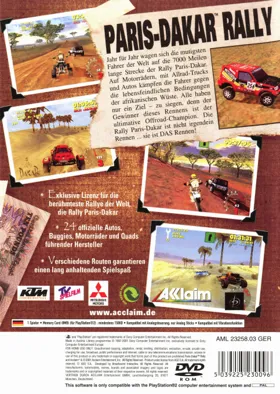 Paris-Dakar Rally box cover back